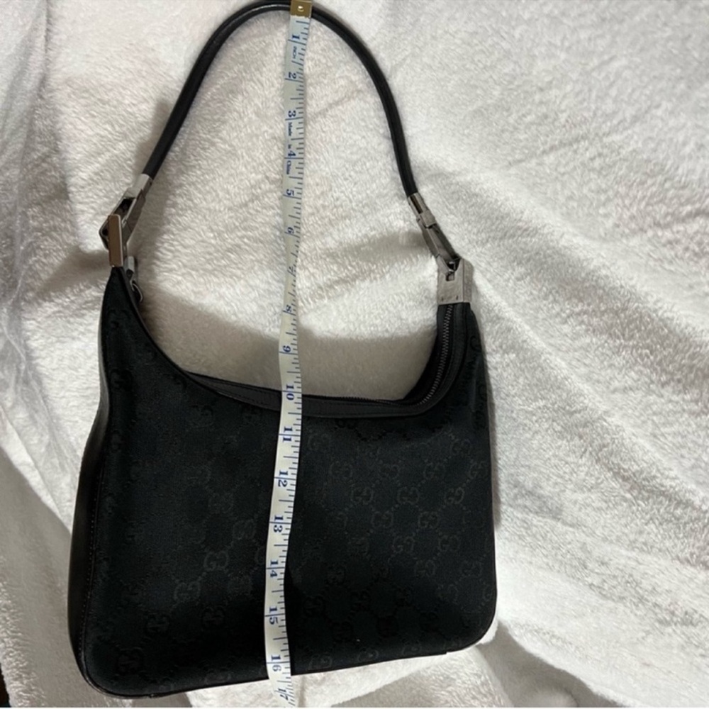 Vintage Gucci Black GG Logo Canvas Hobo Bag - Picture 3 of 16